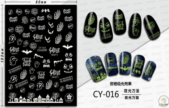 JNBS Nail Sticker Halloween Glow In The Dark