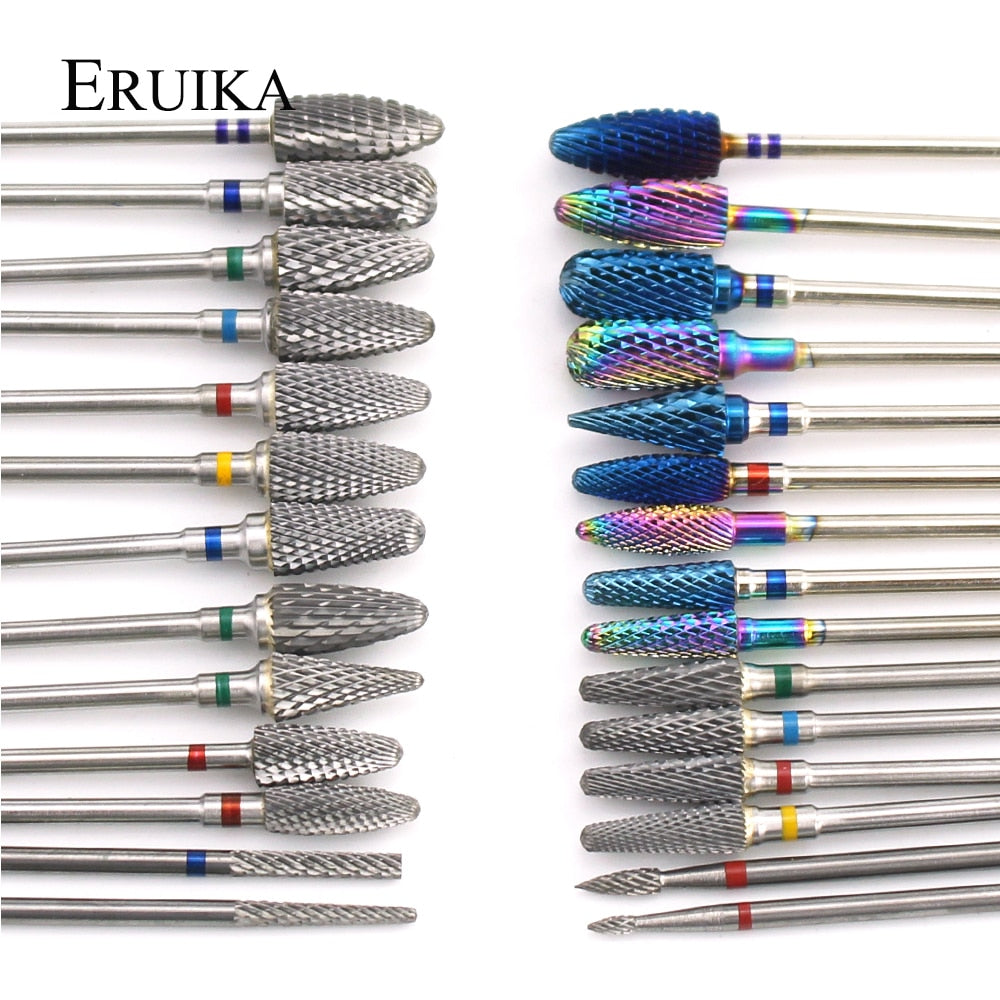 66 Types Tungsten Blue Rainbow Carbide Nail Drill Bit Electric Nail Mills Cutter for Manicure Machine Nail Files Accessories