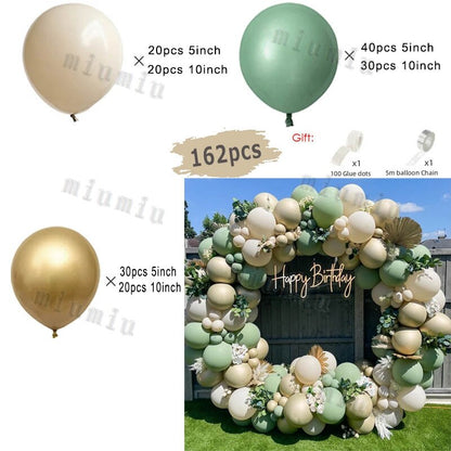 Metal Green Gold Balloon Garland Arch Kit Kids Birthday Wedding Party Matte Black White Latex Balloons Baby Shower Decorations