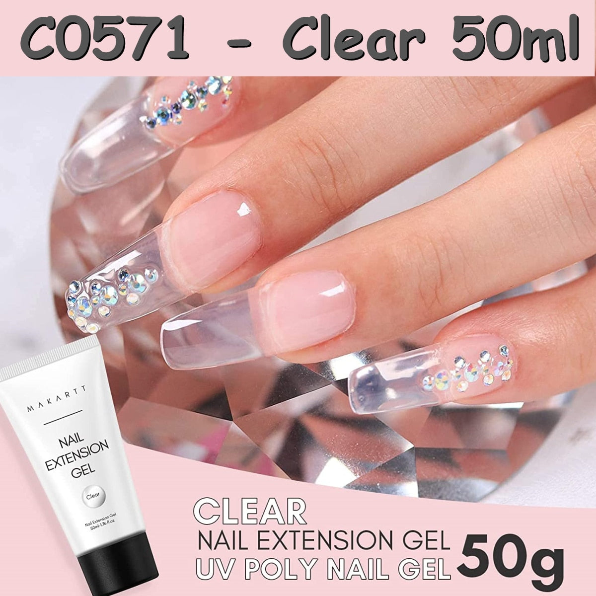 Makartt Poly Nail Extension Gel 30ML / 50ML Pink Clear Blue Purple Nail Gel Trendy Nail Art Design French Manicure For Starters