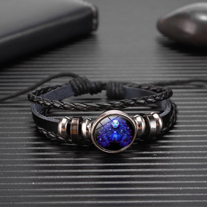 12 Zodiac Signs Constellation Charm Luminous Bracelet Men Women Fashion Multilayer Weave leather Bracelet &amp; Bangle Birthday Gift