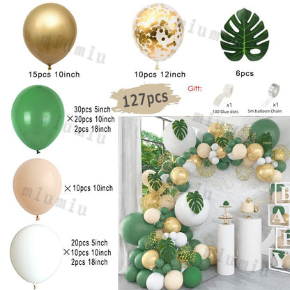 Metal Green Gold Balloon Garland Arch Kit Kids Birthday Wedding Party Matte Black White Latex Balloons Baby Shower Decorations