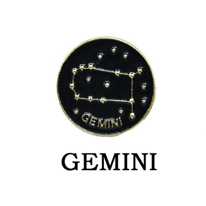 Creative 12 Constellation Badge Star Zodiac Sign Horoscope Leo Libra Virgo Enamel Brooch Personality Lapel Backpack Pins Jewelry