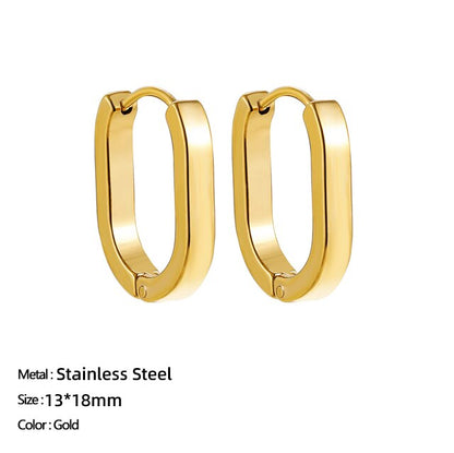 Classic Stainless Steel Ear Buckle for Women Trendy Gold Color Small Large Circle Hoop Earrings Punk Hip Hop Jewelry Accessories