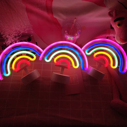 Rainbow Unicorn Neon Led Night Lamp Girls Bedroom Warm Night Light Room Decoration 3d Acrylic Table Desk Lamp Gifts