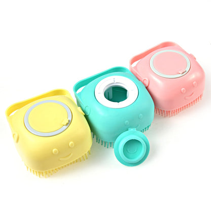 Bathroom Dog Bath Brush Massage Gloves Soft Safety Silicone Comb with Shampoo Box Pet  Dog Brush