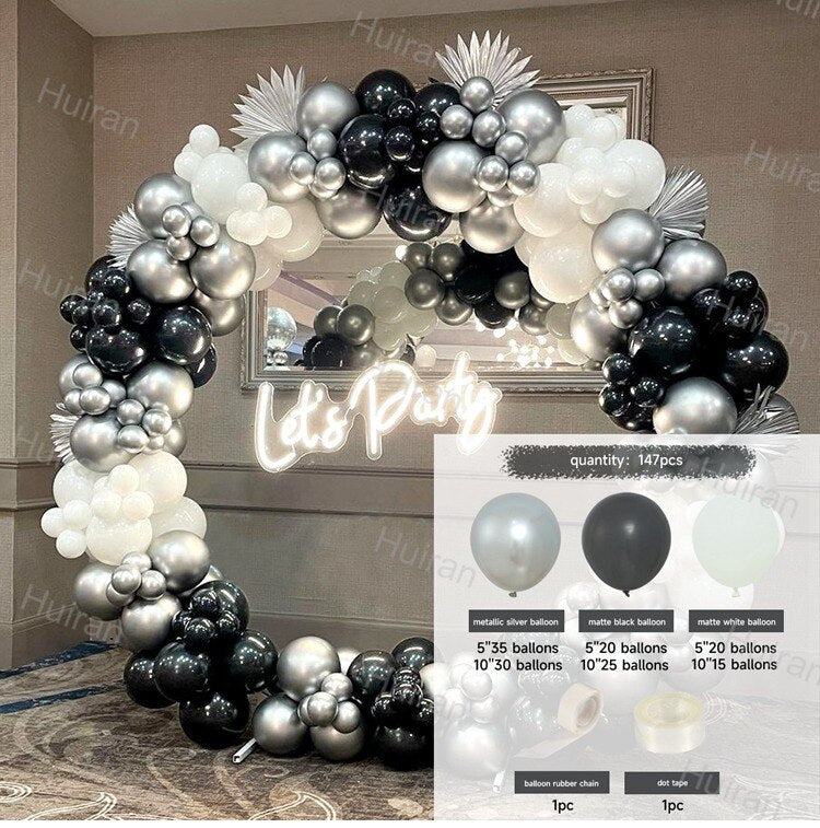 Black Gold Balloon Garland Arch Kit Confetti Latex Balloon Happy 30 40 50 Year Old Birthday Party Decoration 30th Anniversary