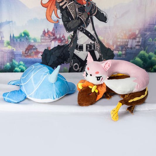 Genshin Impact Plush Doll Cosplay Tartaglia Whale Plush Toys Zhongli Dragon Hutao Ghost Pillows