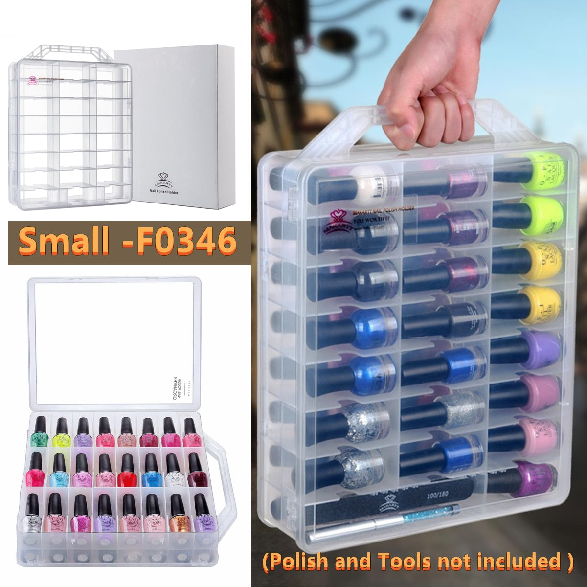 Makartt Professional Nail Polish Holder Organizer for 48 / 60 Bottles with Large Separate Compartment for Tools  Storage Box