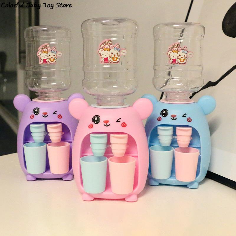 Mini Water Dispenser for Children Kids Gift Cute Cold/Warm Water Juice Milk Drinking Fountain Simulation Cartoon Pig Kitchen Toy