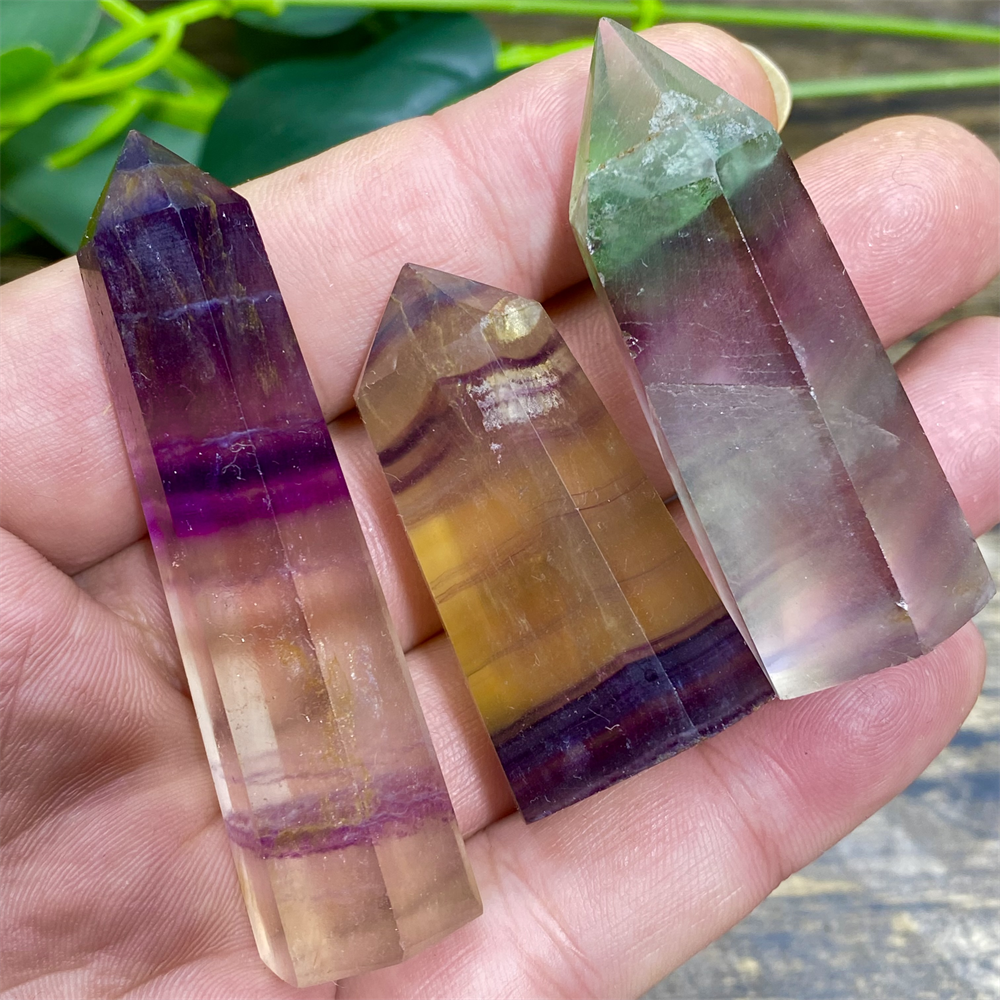 Fluorite Tower Natural Stone Crystal Healing  Wand Gem Minerals Green Reiki Purple Fengshui  For Home Decoratiom Accessories