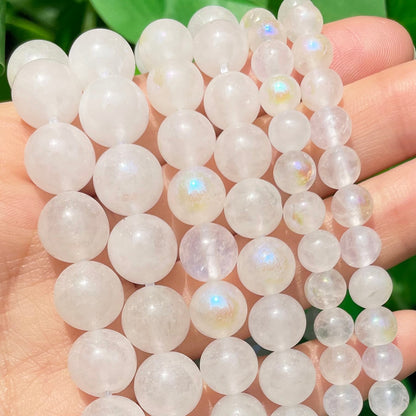 Dyed Clear Moonstone Beads Smooth Round Loose Spacer Beads for Jewelry Making Needlework Diy Charms Bracelet Accessories 15''