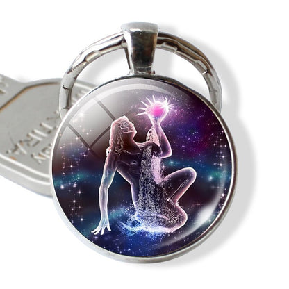 12 Constellations Keychain Constellation Key Rings Zodiac Sign Key Chain Pendant Jewelry Libra Aries Leo Fashion Birthday Gift