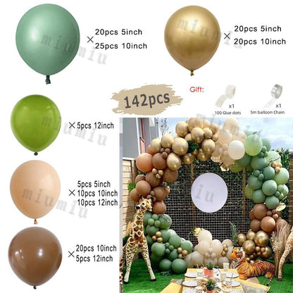 Metal Green Gold Balloon Garland Arch Kit Kids Birthday Wedding Party Matte Black White Latex Balloons Baby Shower Decorations