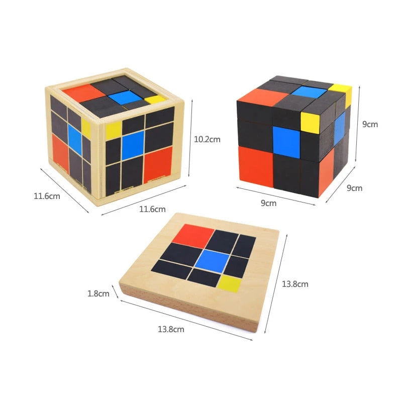 Montessori Math Toys Wooden Binomial Cube Montessori Math Materials Preschool Educational Learning Toys For Children MG1464H