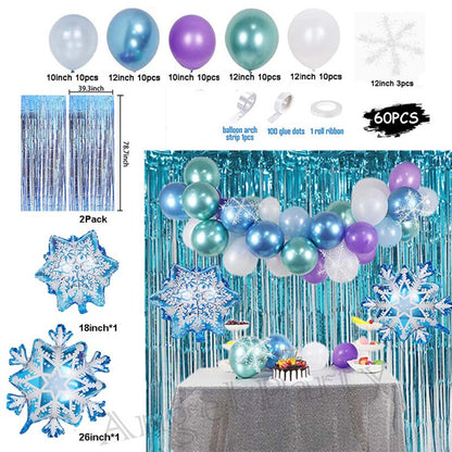 Flash Snowflake Elsa Frozen Arche Ballon Anniversaire Happy Birthday Snow Queen Balloons Party Decoration Kit Baby Shower Globos