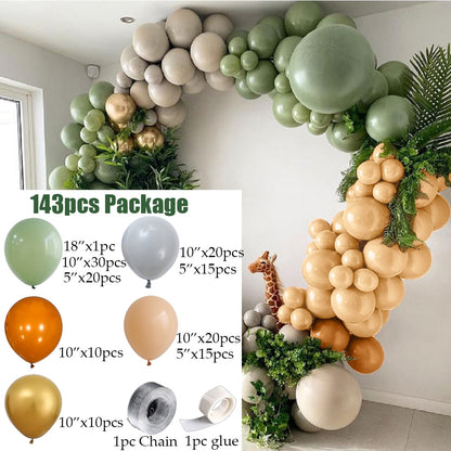 Animal Printed Balloon Arch Kit Jungle Safari Green Latex Balloons Wild One Birthday Wedding Baby Shower Party Decor Supplies