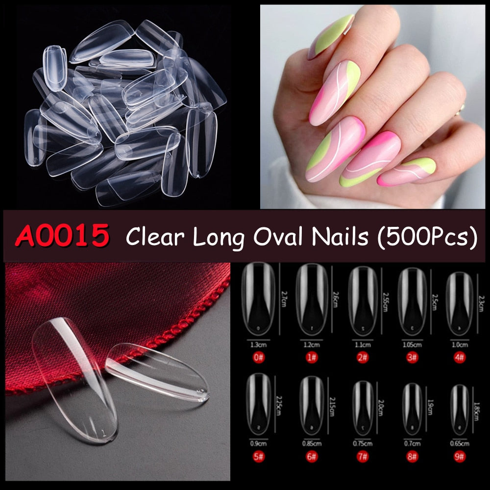 Makartt 500pcs Coffin Nails Long Ballerina False Nails Tips Clear Full Cover Ballet Acrylic Natural Fake Nails Press On Nail