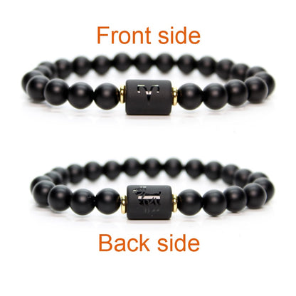 Fashion Zodiac Bracelets For Women Men Matte Black Agate Beads Wristbands Couple Gifts Jewelry Beaded Bracelets