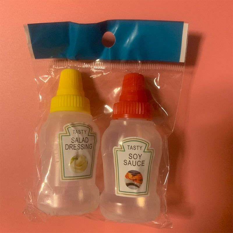 Mini Condiment Squeeze Bottle box Salad Dressing Ketchup Squeeze Jar Container Plastic Portable Lunch Box