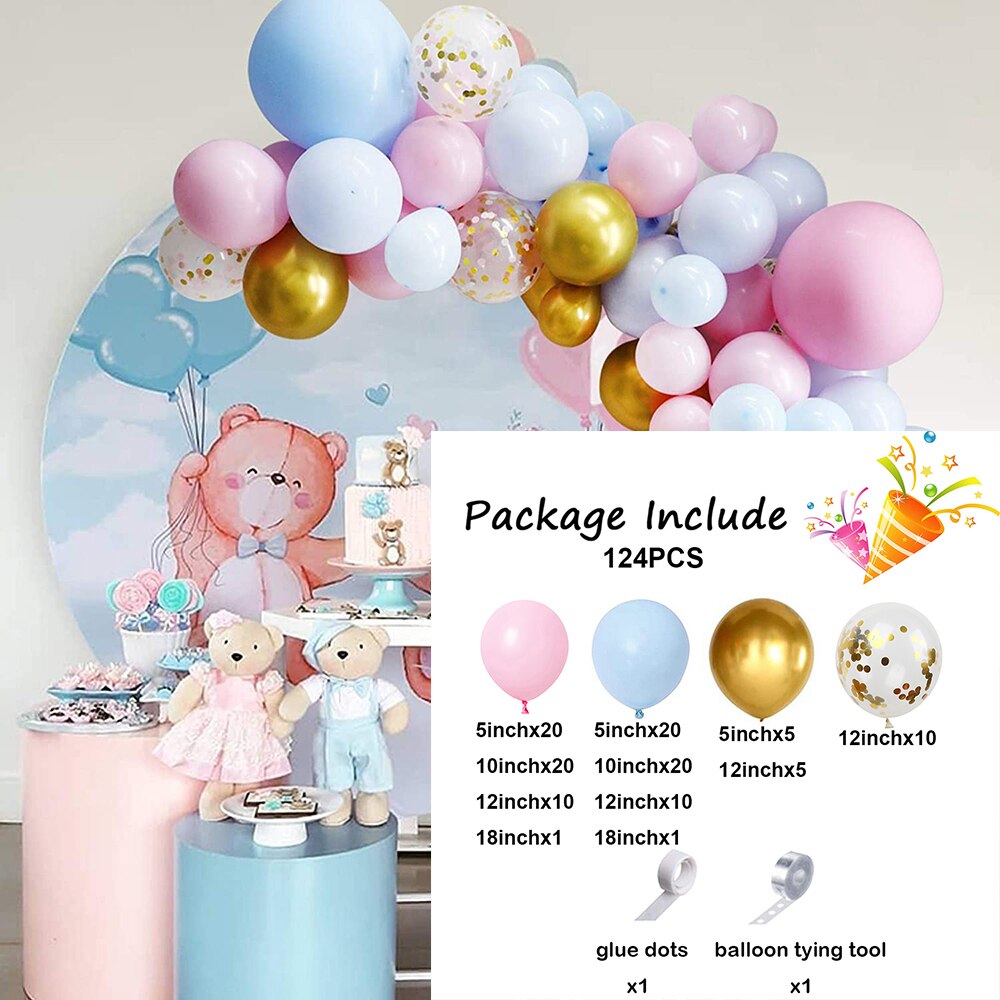 Pastel Pink Blue Balloons Arch Garland Kit Boys Girls Gender Reveal Baby Shower Ballon Decorations Birthday Party Decor Globos