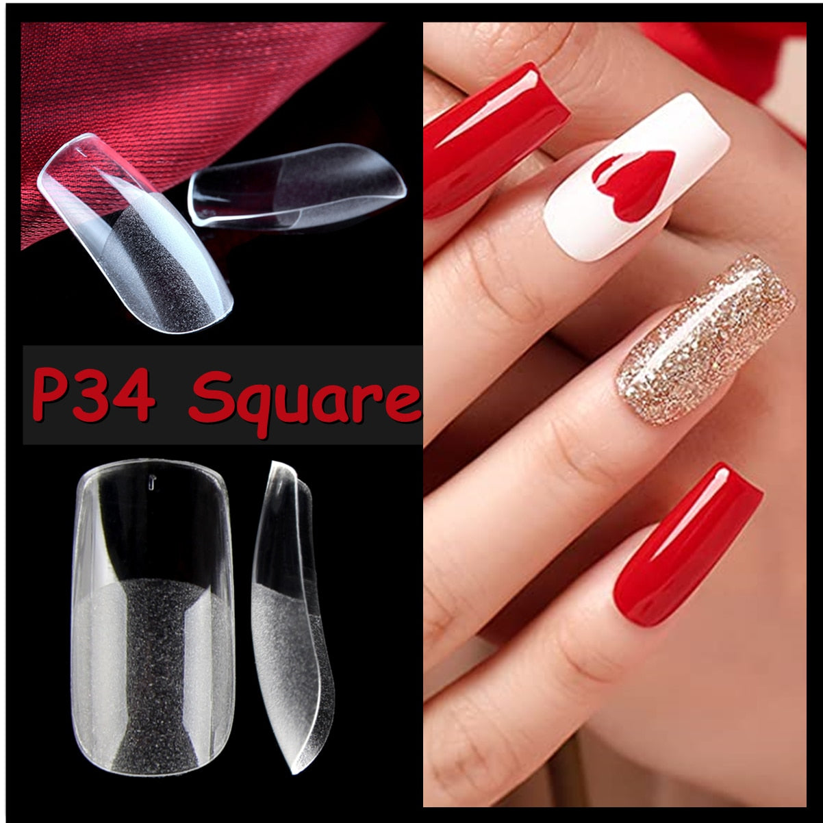 504PCS False Nails Acrylic Nail Tips Soft Gel Nail Tips Clear Nail Art Matte Underneath Fake Tips Coffin Stiletto Press On Nails