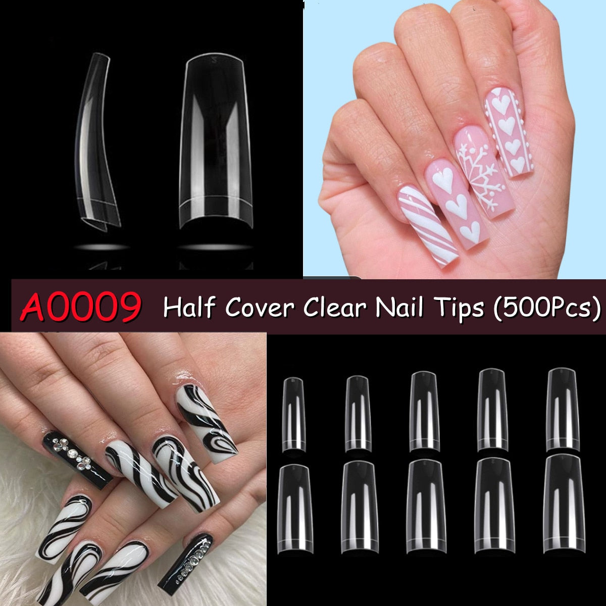 Makartt 500pcs Coffin Nails Long Ballerina False Nails Tips Clear Full Cover Ballet Acrylic Natural Fake Nails Press On Nail