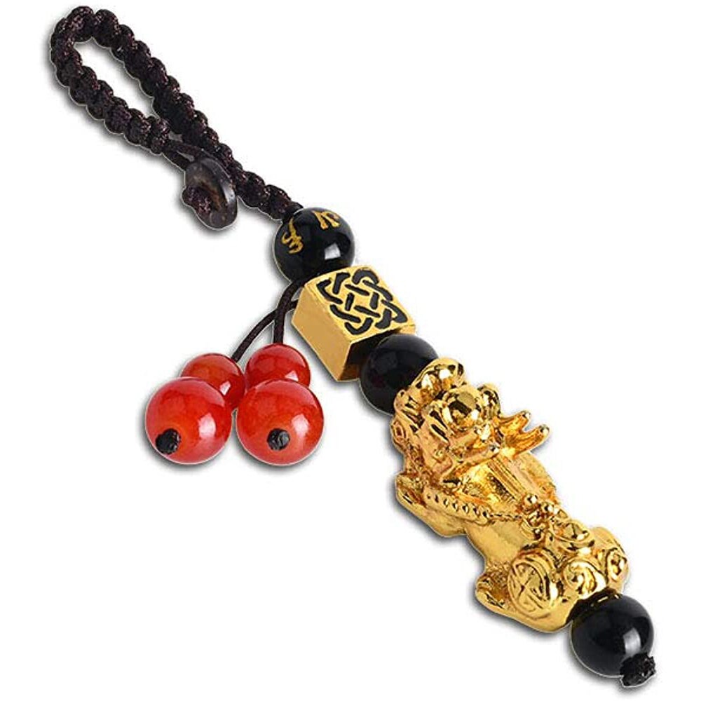 Antique Keychain Charm Gourd Five Emperors Wealth Coin Lucky Chinese Feng Shui Pendant Jewelry