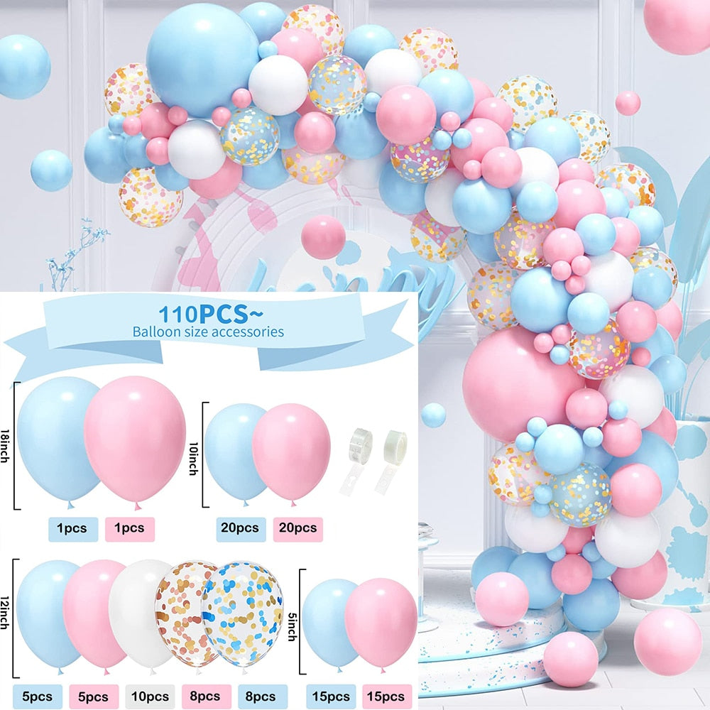 Pastel Pink Blue Balloons Arch Garland Kit Boys Girls Gender Reveal Baby Shower Ballon Decorations Birthday Party Decor Globos