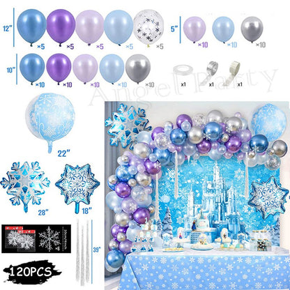 Flash Snowflake Elsa Frozen Arche Ballon Anniversaire Happy Birthday Snow Queen Balloons Party Decoration Kit Baby Shower Globos