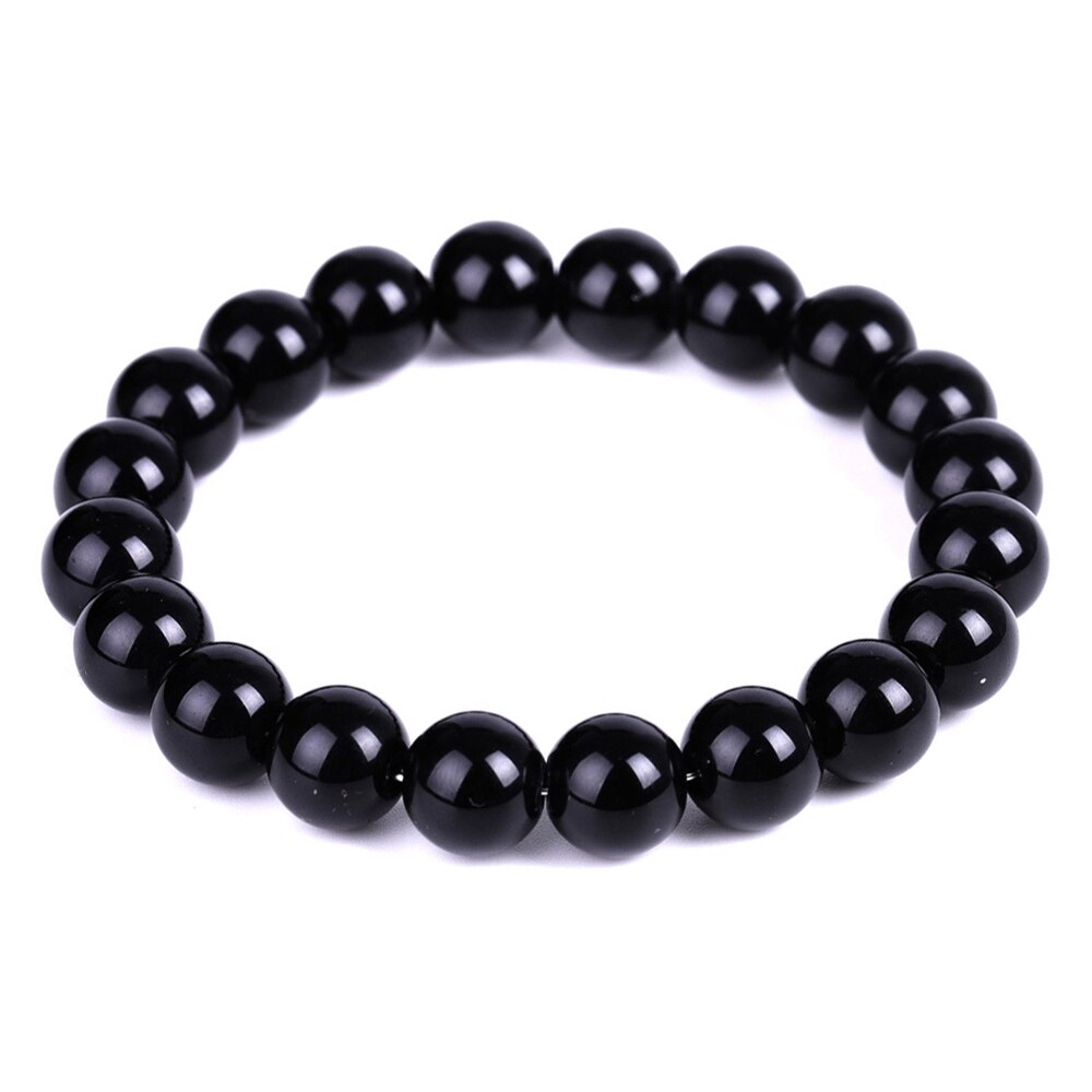 6-14mm Black Obsidian Slimming Bracelet Anklet Yoga Energy Prayer Beads String Beads Jewelry for Women Men Bracelets Gifts