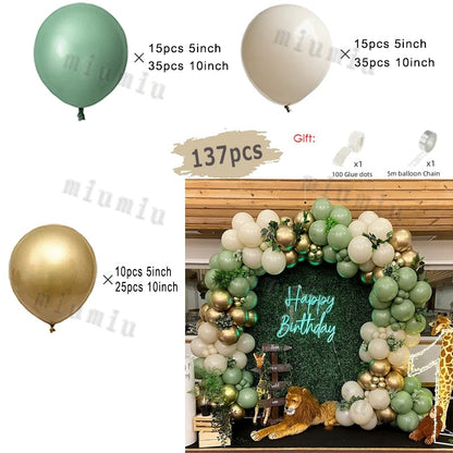 Metal Green Gold Balloon Garland Arch Kit Kids Birthday Wedding Party Matte Black White Latex Balloons Baby Shower Decorations