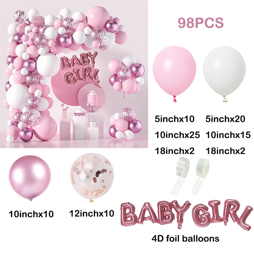 Pastel Pink Blue Balloons Arch Garland Kit Boys Girls Gender Reveal Baby Shower Ballon Decorations Birthday Party Decor Globos