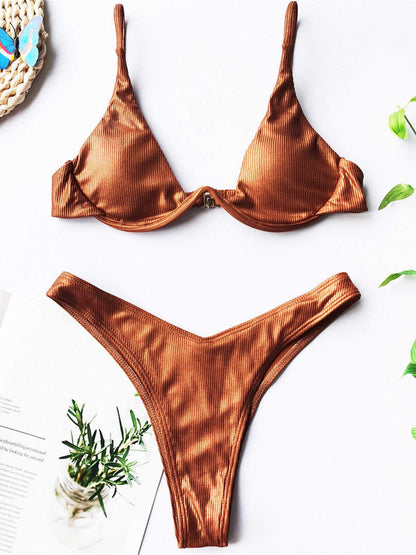 S - XL V-bar Underwired Bikini Female Swimsuit Women Swimwear Two-piece V shape Wire Bikini set Bather Bathing Suit Swim V439