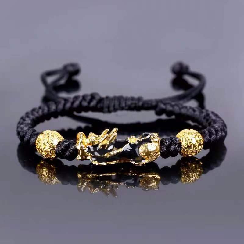 Men Women Feng Shui Bracelet Luck Wealth Buddha Black Obsidian Stone Beads Bracelet hombre Retro Pixiu Charm Bracelet Gifts