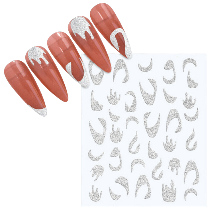 Nail Sticker 3D Shiny Silver Glitter Diamond