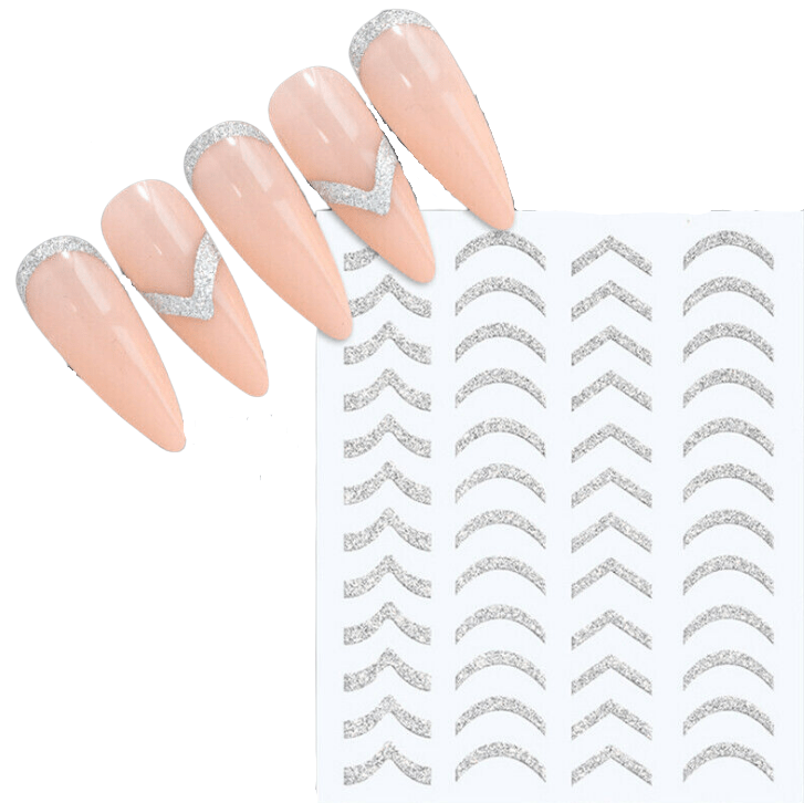 Nail Sticker 3D Shiny Silver Glitter Diamond