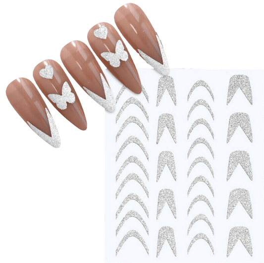 Nail Sticker 3D Shiny Silver Glitter Diamond