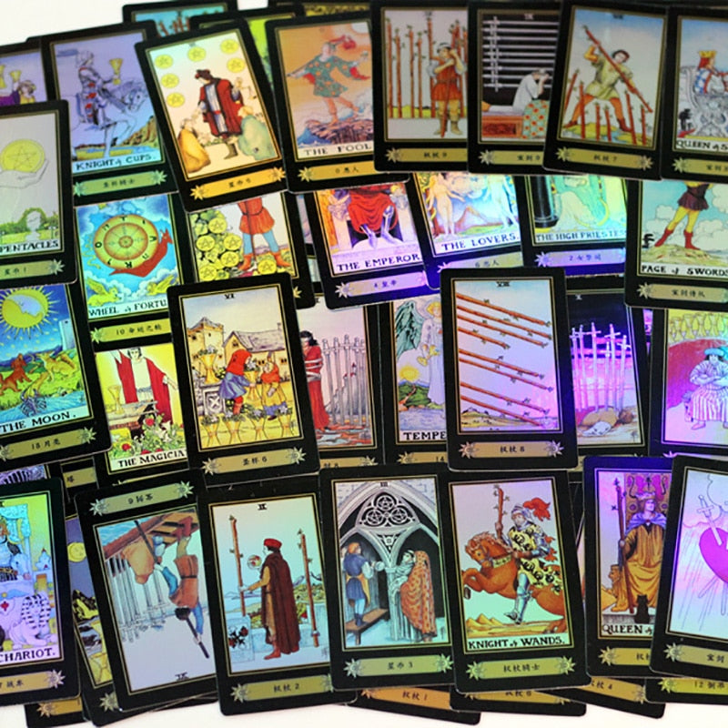 78 PCS/Set Holographic Board Game Shine Waite Tarot Cards Game  English Edition Tarot Board Game