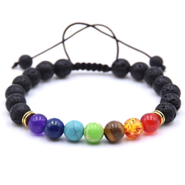 7 Chakra Charms Lava Rock Bracelets For Men Women Essential Oils Diffuser Natural stone Beads Chain Fashion handmade Jewelry