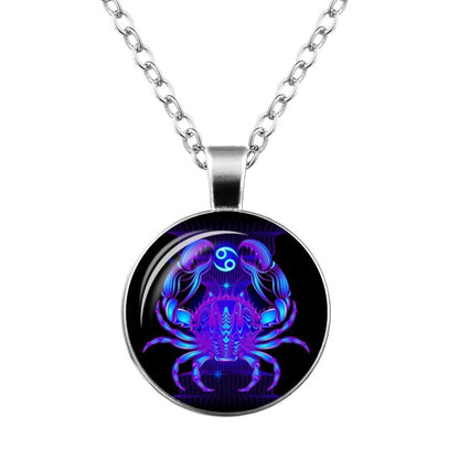 2019 New Fashion Galaxy 12 Constellation Design Zodiac Sign Horoscope Astrology Pendant Necklace For Women Men Glass Cabochon