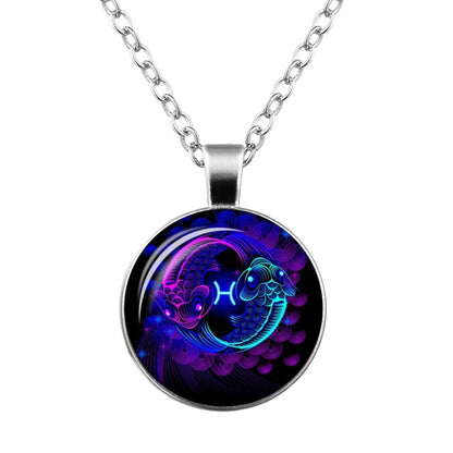 2019 New Fashion Galaxy 12 Constellation Design Zodiac Sign Horoscope Astrology Pendant Necklace For Women Men Glass Cabochon