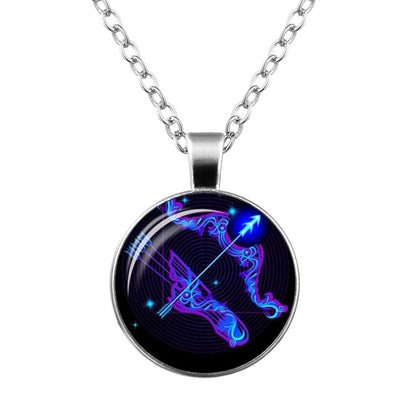 2019 New Fashion Galaxy 12 Constellation Design Zodiac Sign Horoscope Astrology Pendant Necklace For Women Men Glass Cabochon