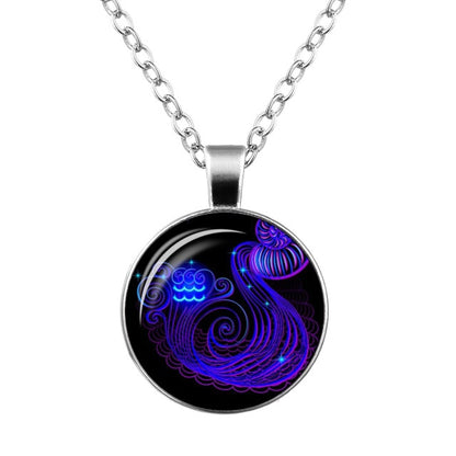 2019 New Fashion Galaxy 12 Constellation Design Zodiac Sign Horoscope Astrology Pendant Necklace For Women Men Glass Cabochon