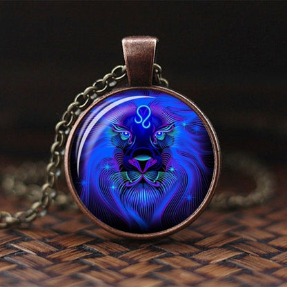 2019 New Fashion Galaxy 12 Constellation Design Zodiac Sign Horoscope Astrology Pendant Necklace For Women Men Glass Cabochon