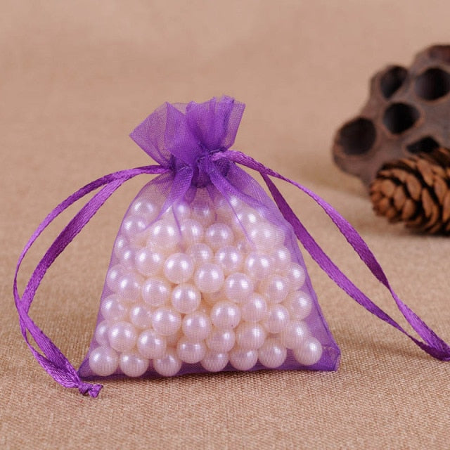 50Pcs Gift Organza Bag Jewelry Packaging Candy Wedding Party Goodie Packing Favors Cake Pouches Drawable Bags Present For Sweets