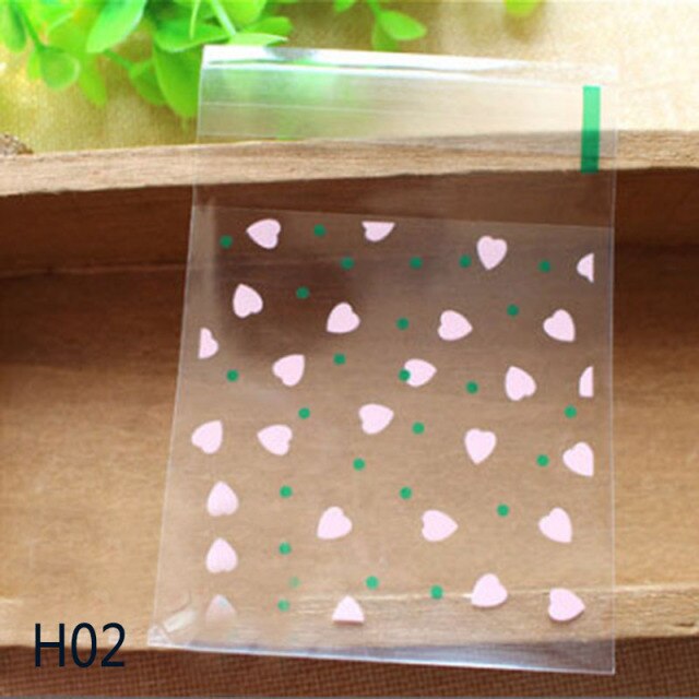 50Pcs/lot Cute Heart Theme Candy Cookie Bags Wedding Birthday Party Candy Buscuit Packaging Bag Christmas Plastic Gift Bags