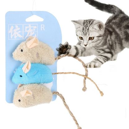 3pcs New Plush Simulation Mouse Cat Toy Plush Mouse Cat Scratch Bite Resistance Interactive Mouse Toy Playing Toy For Cat Kitten