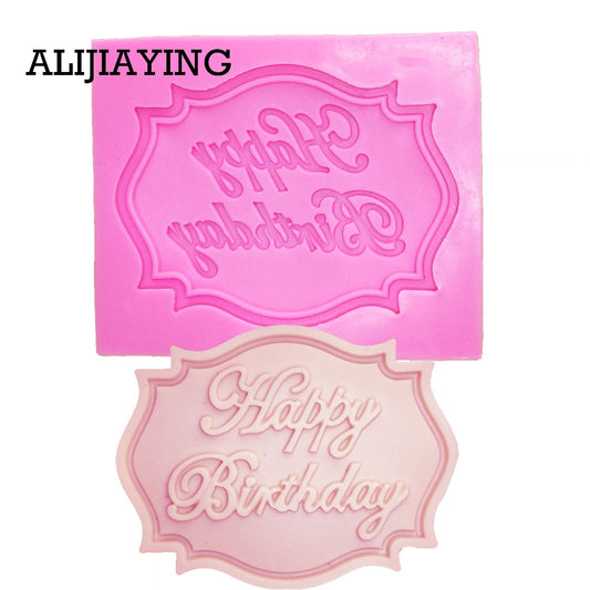 M0070 Happy Birthday Letter form silicone mold chocolate fondant cake decoration Tools cupcake mould