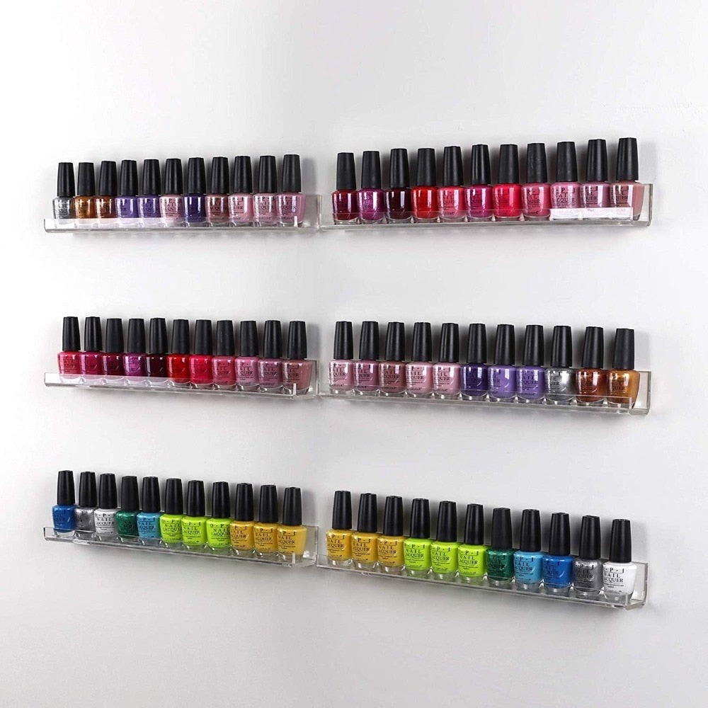 Makartt 3 Tier Shelve Wall Mount Acrylic Nail Gel Polish Rack Display Holder Organizer Hold 33 to 45 Bottles  Stand Showing